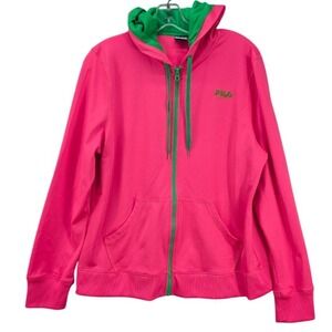 Fila Sport Full Zip Track Jacket Women's L Performance Hooded Athleisure‎ Fleece